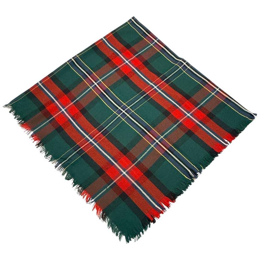 Lochcarron Millennium 2000 Years Tartan Scarf Green Red Wool Fringe 48" Scotland